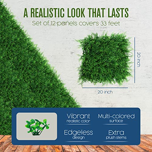 Houseables Grass Wall Panels, Greenery Wall, Greenery Backdrop, Grass Backdrop, Fern Panels, Artificial Green Decor, Faux Hedge, Fake Plant Squares, Leaf Tiles, Outdoor Living Decoration, 12x12, 12PK - color: Fern Panels