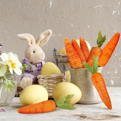 Winlyn 12 Pcs Artificial Mini Carrots Decorative Orange Foam Carrots Lifelike Simulation Artificial Vegetables 5.1" for Home Kitchen Decor DIY Craft Spring Easter Basket Bowl Filler Wreath Photo Props - size: Small