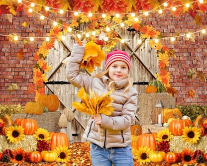 Fall Thanksgiving Backdrops for Photography Pumpkin Barn Door Fall Photo Backdrop LFEEY 10x8ft Maple Autumn Harvest Theme Background Autumn Farm Harvest Event Party Decorations Banner Photo Props