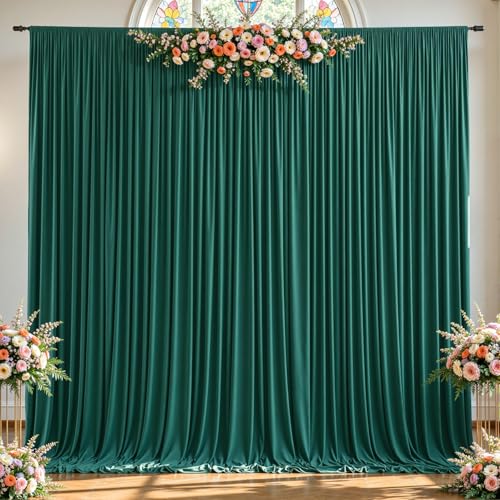 2 Panles Hunter Green Backdrop Curtains - Wrinkle Free Fabric Backdrop for Photoshoot, 10FT Wedding Party Photo Backdrop Drapes for Birthday Baby Shower Photography Stage Background Decorations - color: Hunter Green, size: W4' X H10'(2 Panels)