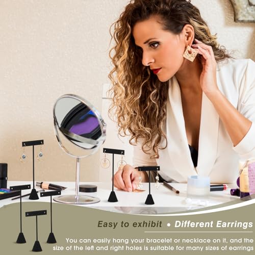 Marsui 12 Pcs Earring Display Set T Bar Earring Display Stand with 3 Heights Earrings Stand for Jewelry Vendors (Black) - color: Black
