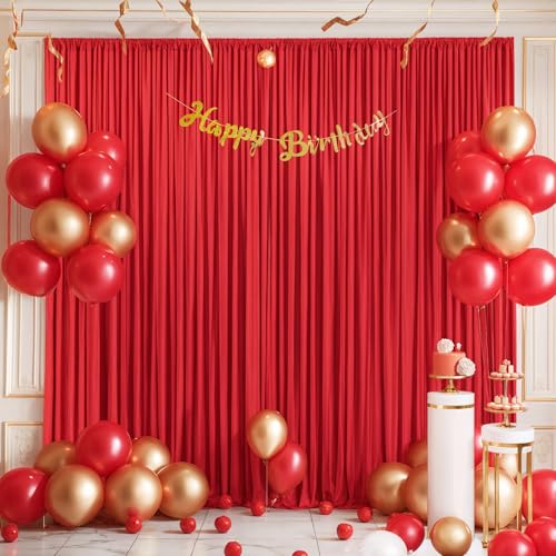20ft x 10ft Red Backdrop Curtains Panels for Parties Wrinkle Free Fabric Backdrop Drapes Decorations Cloth for Weddings Baby Shower Birthday Party Photography Photoshoot Christmas Background Curtain - color: Red, size: W5' x H10'(4 panels)