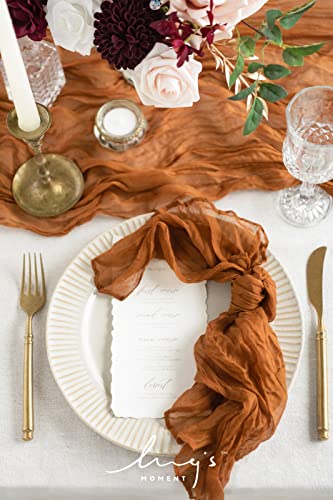 Ling's Moment Luxury Cloth Wedding Napkins - 19x19 Inch Reusable Cheesecloth Linen Napkins for Wedding Reception, Bridal Shower, Dinner Table - Washable, Durable (Set of 10), [Terracotta] - color: Or-brown Terracotta