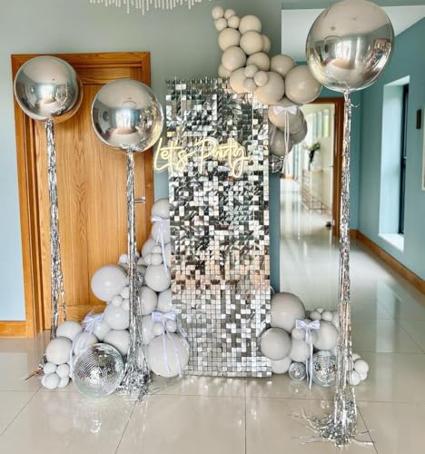 Silver Shimmer Wall Backdrop Sequin Backdrop 3FTx4FT Glitter Disco Party Birthday Background for Wedding Baby Shower Stage Day 4th of July Decorations - color: Silver, size: 3ftx4ft