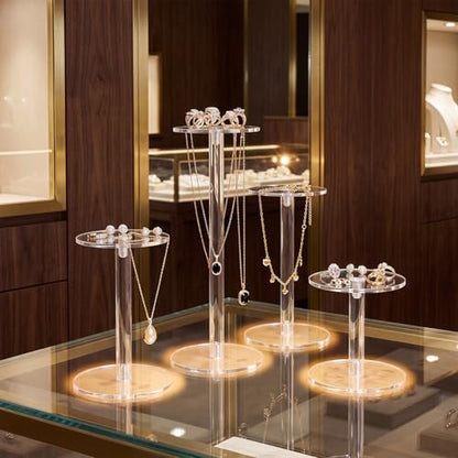 Soaoo 6 Pcs Round Acrylic Display Stands Small Clear Display Risers Plastic Clear Acrylic Pedestal Set for Hat Jewelry Watch Plant Cake (6 Size) - size: 6 Size