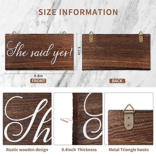 Blulu 2 Pieces She Said Yes Sign Wedding Engagement Decor Photo Props Sign for Party Wall Decor Wood Hanging Handmade Couple Keepsake for Engagement Wedding