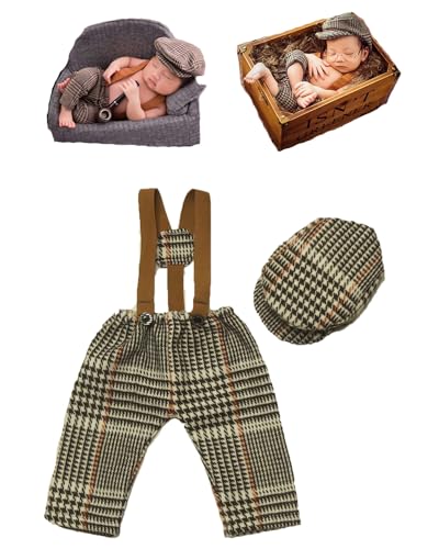 Newborn Baby Boy Suspender Pants Photo Outfits Gentleman Photography Outfit Girl - color: Black