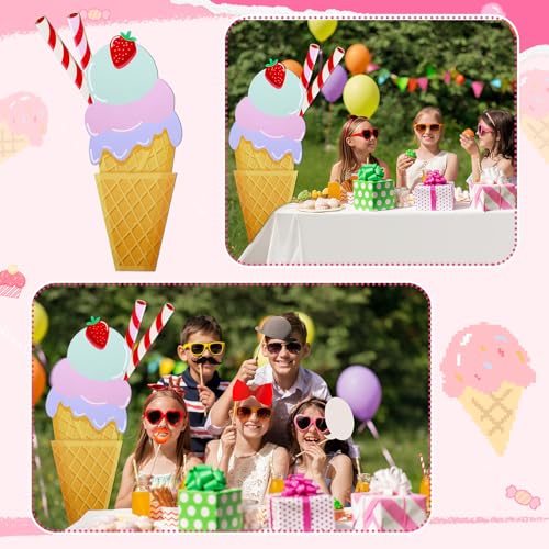 Jetec 5 Feet Large Ice Cream Cardboard Cutout Stand Up Life Size Ice Cream Giant Candyland Party Decoration Photo Props Backdrop Standup for Summer Pool Beach Baby Shower Wedding Birthday Supply - size: 5 feet, style: Ice Cream