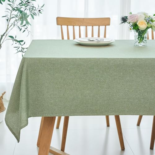 maxmill Square Linen Textured Tablecloth Waterproof Spillproof Wrinkle Free Slubby Textured Table Cloth for Dinner and Party Washable Wipeable Fabric Table Cover Decoration, 60 x 60 Inch, Sage Green - color: Sage Green, size: 60" x 60" (Square)