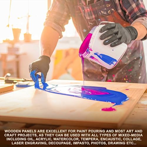 U.S. Art Supply 08" x 08" Unfinished Cradled Wood Panels for Painting, Studio 3/4" Deep (5 Pack) - Artist Depth Birch Wooden Wall Canvases - Mixed-Media Craft, Acrylic, Oil, Encaustic, Paint Pouring - size: 8" X 8", style: Square