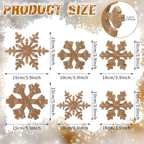 Huwena 6 Pcs Winter Tiered Tray Decor Snowflake Table Signs Hello Winter Wood Blocks Farmhouse Let It Snow Wood Decor for Table Shelf (Rustic Style) - style: Rustic Style