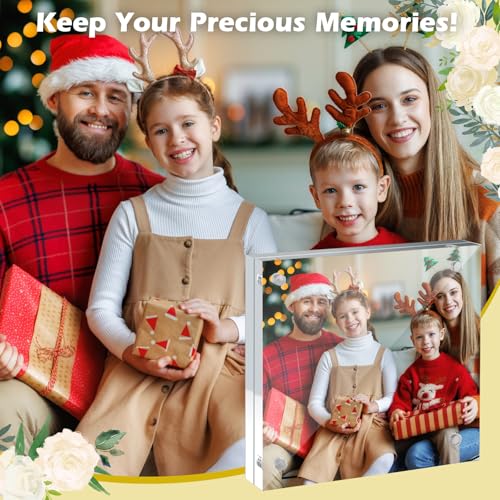 12 Pack 4X4in Acrylic Picture Frame, Clear Picture Frames Double Sided Magnetic Freestanding Photo Block Frame Desktop Display Floating Frameless Acrylic Frame Stand - size: 4X4