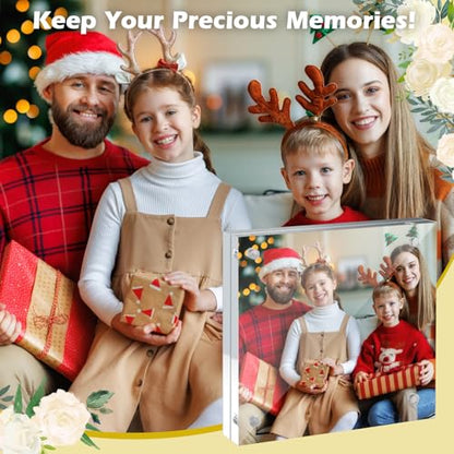 12 Pack 4X4in Acrylic Picture Frame, Clear Picture Frames Double Sided Magnetic Freestanding Photo Block Frame Desktop Display Floating Frameless Acrylic Frame Stand - size: 4X4