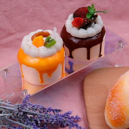 MY MIRONEY 2PCS Acrylic Display Stand Iridescent Display Shelf Figurines Organizer Cupcakes Holder for Cake Food Desserts Figurines Collectibles Perfume Jewelry Makeup(7.87" x 2.95" x 1.97") - size: 7.87" x 2.95" x 1.97"