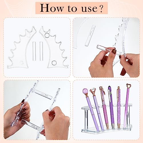 Lincia 10 Pack Pen Display Stand, 6 Slots Plastic Pen Holder, Display Eyebrow Makeup Brush Rack Organizer for School Office Supplies, 2 Style(Clear) - color: Clear