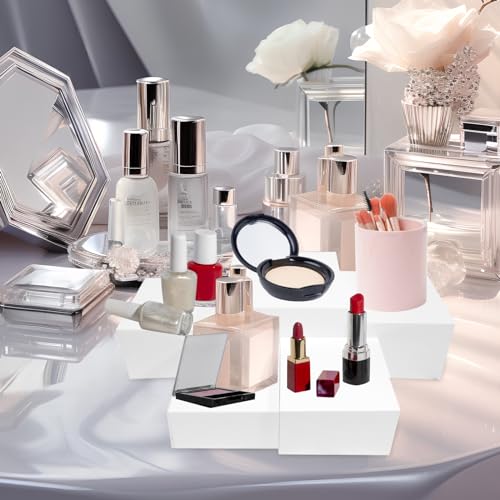 8 Pack Acrylic Risers for Display - Decorative Display Risers - White Acrylic Cubes with Hollow Bottoms
