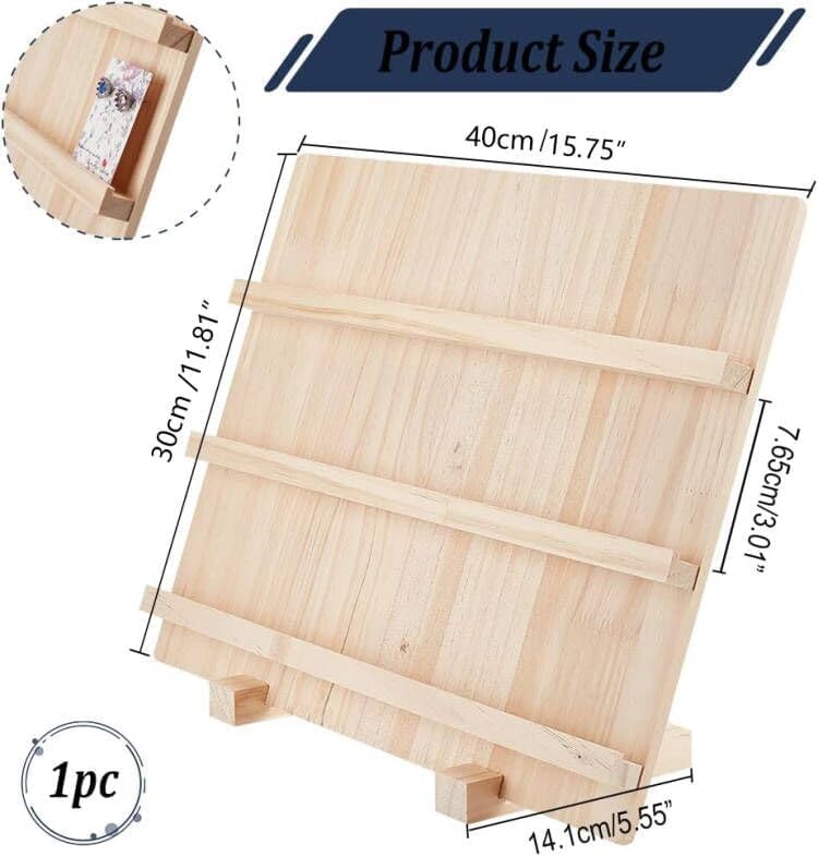 NBEADS Wood Earring Display Stands, 3 Layers Jewelry Earring Display Holder Wood Earring Card Holder Photos Business Card Holder Display with Base Stand for Home Office Retail Store, 40x14.1x30cm - color: 3 Layers Wooden L.w.thi: 15.7x11.8x5.55"