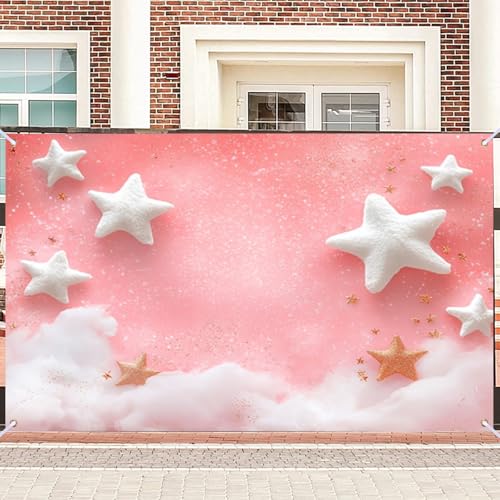 Nuxovilar Pink Star Cloud Glitter Backdrop Polyester 90.55x70.86 Inches Backdrops for Photography Kids Party Nursery Decor - color: CP00578