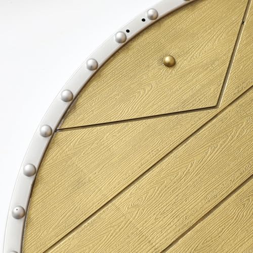 iEFiEL Medieval Vikings Era Shield Wood-Look Warrior Role Play Halloween Fantasy Photography Props - color: Gold