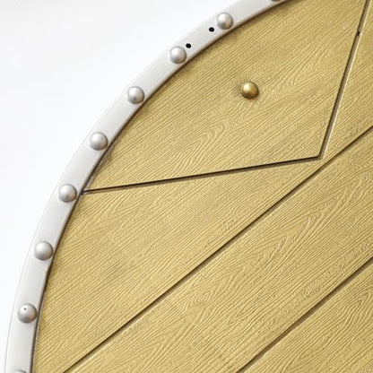 iEFiEL Medieval Vikings Era Shield Wood-Look Warrior Role Play Halloween Fantasy Photography Props - color: Gold