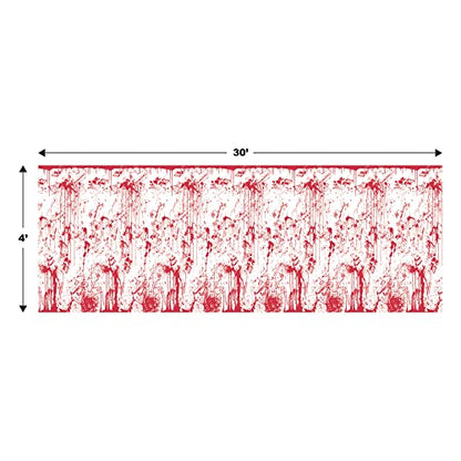 Beistle Bloody Wall Backdrops – 2 Realistic Dripping Blood Printed Plastic Wall Coverings for Halloween Haunted House Party Décor Indoor Spooky Scene Background Display, 4 Ft x 30 Ft Each - style: Bloody Wall - 2 Piece