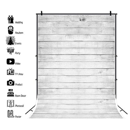 AOFOTO 4x6ft White Wood Texture Backdrops for Photography Wooden Plank Board Background for Pictures Hardwood Fence Panel Kid Baby Boy Girl Artistic Portrait Photo Shoot Studio Props Video Drape Vinyl - size: 4x6ft