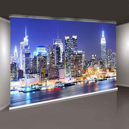 New York City Backdrop Manhattan Night Scene Skyscraper Urban Light Background Video Studio Photo (Vinyl-10x7ft) - color: Vinyl, size: 10x7ft