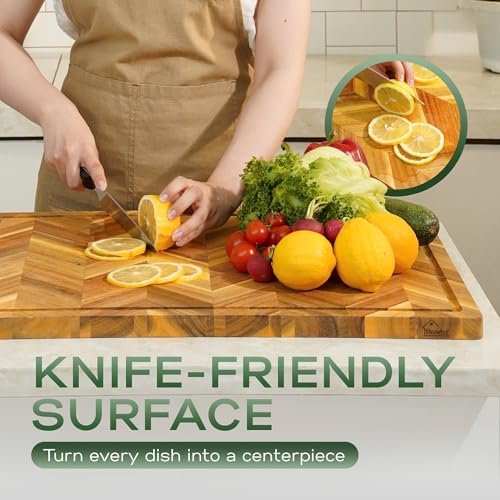 Howizz Acacia Wood Large Cutting Board, Herringbone Acacia Cutting Board - 24"x18"x1" - color: 5-Herringbone, size: 24"L x 18"W