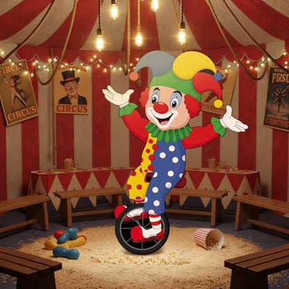 Colingmill Carnival Circus Party Decoration 3ft Circus Theme Birthday Party Supplies Clown Cardboard Cutout Standup Photo Booth Backdrop Props Life Size for Birthday Carnival Game Weddings Events - style: Clown