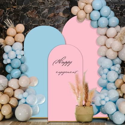 Chiara Wedding Arch Cover Set of 2 - 6Ft/7.2Ft, Double Color Spandex Fitted Arch Cover for Baby Party Birthday Banquet Shower (Pink+Blue) - color: Pink+Blue