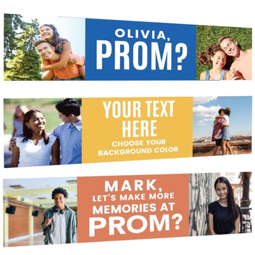 Andaz Press Personalized Will You Go To Prom With Me? Banner Sign, Prom Decorations 2026, Custom Proposal Ideas, Promposal For Her Him, 2 Custom Photos, Text, Color Background, 13x48 Inch - color: 2 Custom Photos, Text, and Color Background