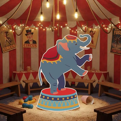 Colingmill Carnival Circus Party Decoration 3ft Circus Theme Birthday Party Supplies Elephant Show Cardboard Cutout Standup Photo Booth Backdrop Props Life Size for Birthday Carnival Weddings - style: Elephant Show