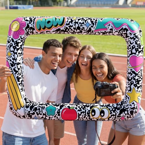 Colingmill 55 Inch Notebook Photo Frame Inflatable Balloon Decorations Photo Backdrop Booth Selfie Frame Background for School Classroom Party Supplies - style: Notebook