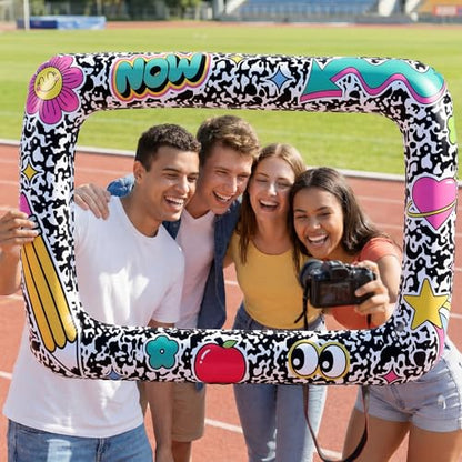 Colingmill 55 Inch Notebook Photo Frame Inflatable Balloon Decorations Photo Backdrop Booth Selfie Frame Background for School Classroom Party Supplies - style: Notebook