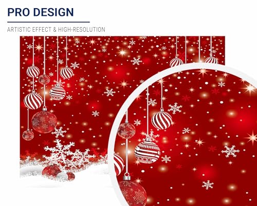 Allenjoy 8 x 6 FT Red Christmas Sparkle Bokeh Snowflakes Photography Background Xmas Party Decor Backdrop for Photo Studio Prop Supplies - size: 96 x 72 in