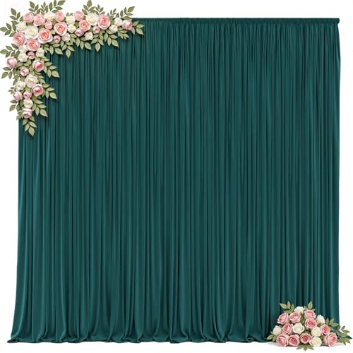 10x10ft Hunter Green Backdrop Curtain for Parties Wrinkle Free Fabric Backdrop Curtain Birthday Party Photo Backdrop Drapes for Wedding Baby Shower Christmas Photography Back Drop 2 Panels 5x10FT - color: Hunter Green, size: 10 ft X 10 ft(2 Panels 5ft X 1