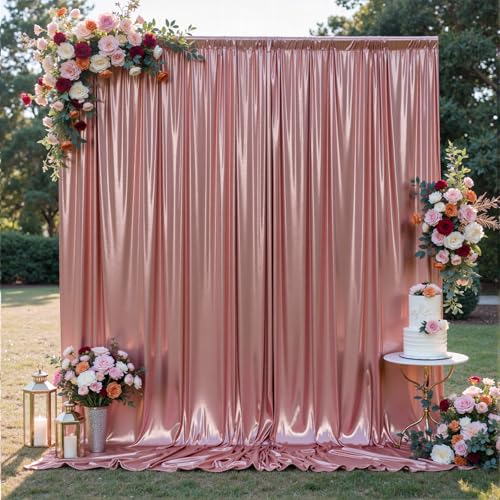 20x10FT Rose Gold Sequin Backdrop Curtain for Party - 4 Panels 5x10FT Wrinkle-Free Shimmer Drapes for Birthday, Wedding, Christmas, Decorations & Photography - color: Rose Gold, size: 5FT x 10FT(4 panels)