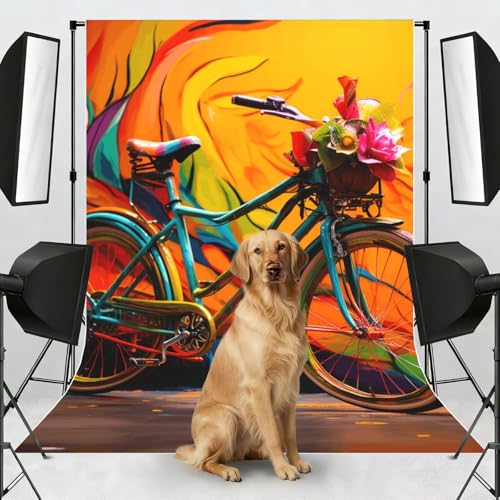 Colorful Bicycle Backdrop Background for Photography 5x7ft Photobooth Professional Photo Backdrop Curtains Video Photography Studio Photo Backgrounds Banner Booth Background Screen Parties - color: Colorful Bicycle