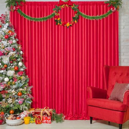 Red Backdrop Curtains 4 Panels-Wrinkle-Free Polyester Photography Drapes Party Photo Backgrounds for Wedding Christmas Photo Backdrops- 16 X10FT (Red) - color: Red, size: W4' x H10'(4 panels)