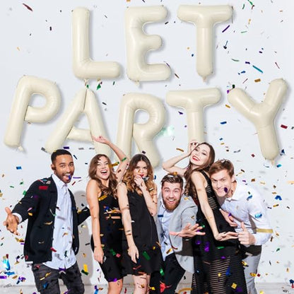 Custom 40 Inch Giant Foil Letter Balloons for Women's Birthday Party - Cream White Beige O, Helium Self Inflating Mylar Alphabet - color: Cream, size: Letter O