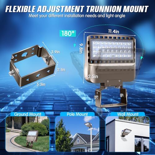 150W LED Parking Lot Light Trunnion Mount Dusk to Dawn 5000K Commercial Area Security LED Parking Lot Lights IP65 Waterproof 85-277V for Driveways Barn Parking Lot Stadium - size: 150W Trunnion Mount