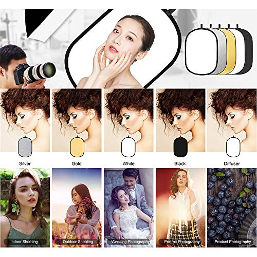 GODOX 32”x47” 80x120cm 5-in-1 Collapsible Portable Disc Light Reflector with Bag for Studio and Photography - Gold, Silver, Black, White, Translucent.