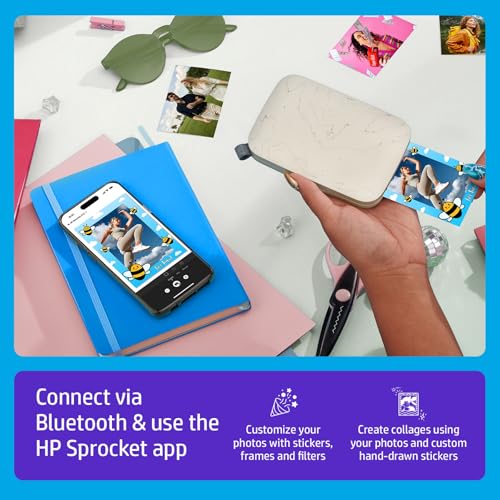 HP Sprocket Select 2.3x3.4 Instant Photo Printer, Print Pictures on Zink Sticky-Backed Paper from Your iOS & Android Device, Portable Printer for Home Use and Travel, Eclipse - color: Eclipse, style: Printer