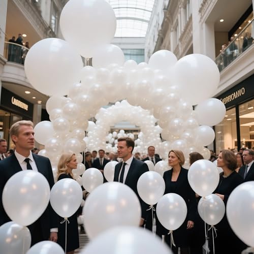 Pearl White Balloon 110pcs, 12 Inch Thickened Latex Party Balloons Helium Bright Color for Birthday Baby Shower Wedding Party Supplies Arch Garland Decoration - color: B14-pearl White, size: 12inch (Normal)