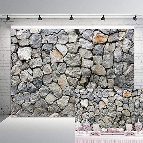 8x6ft Stone Wall Backdrop Natural Rock Wall Textured Photography Background Outdoor Stone Wall Holiday Party Retro Garden Wallpaper Birthday Banner Cake Dessert Table Decor Studio Photo Props - color: 01, size: 8x6ft