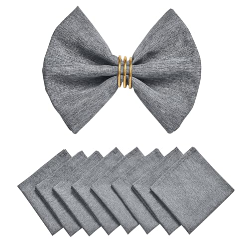 Cloth Napkin Set of 8 Square Washable Reusable Linen Fabric Polyester for Kitchen Dinner Dining Restaurants Wedding Party Banquet Table(Gray/17x17 Inch) - color: Gray