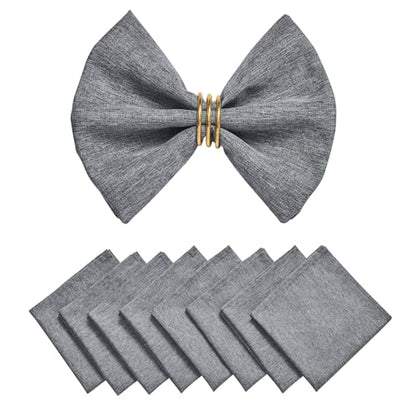 Cloth Napkin Set of 8 Square Washable Reusable Linen Fabric Polyester for Kitchen Dinner Dining Restaurants Wedding Party Banquet Table(Gray/17x17 Inch) - color: Gray