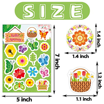 Joy Bang 404PCS Spring Stickers for Kids, 24 Sheets Garden Stickers Flower Stickers Nature Stickers Spring Stickers Crafts for School Classroom Teachers Childrens Spring Party Favors Supplies Gifts - style: Spring