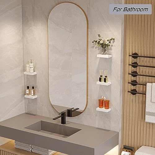 HAO Small Floating Shelf 6 inch Wall Mounted Mini Hanging Display Shelves for Living Room Bedroom Bathroom Set of 3 White - color: White, size: 5.5 Inch,Set of 3