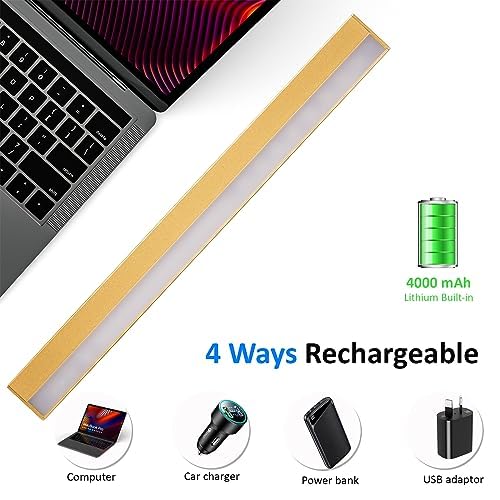 MIOBLUE Wireless Picture Lights with Remote - Rechargeable Battery Art Display Light - 16" Full Metal Accent Light for Paintings - color: -Gold, size: 16inch